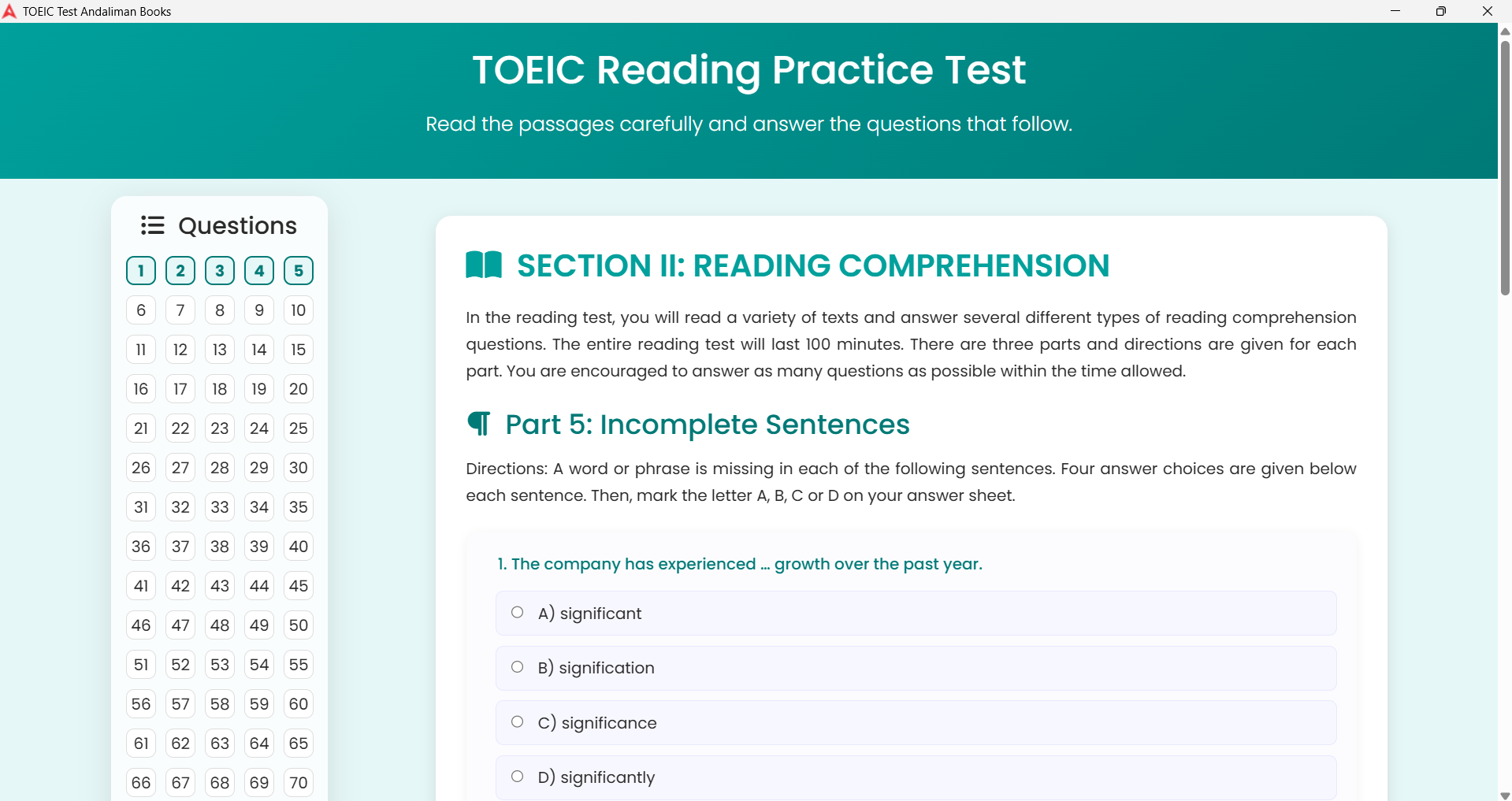 TOEIC Simulation Test 5