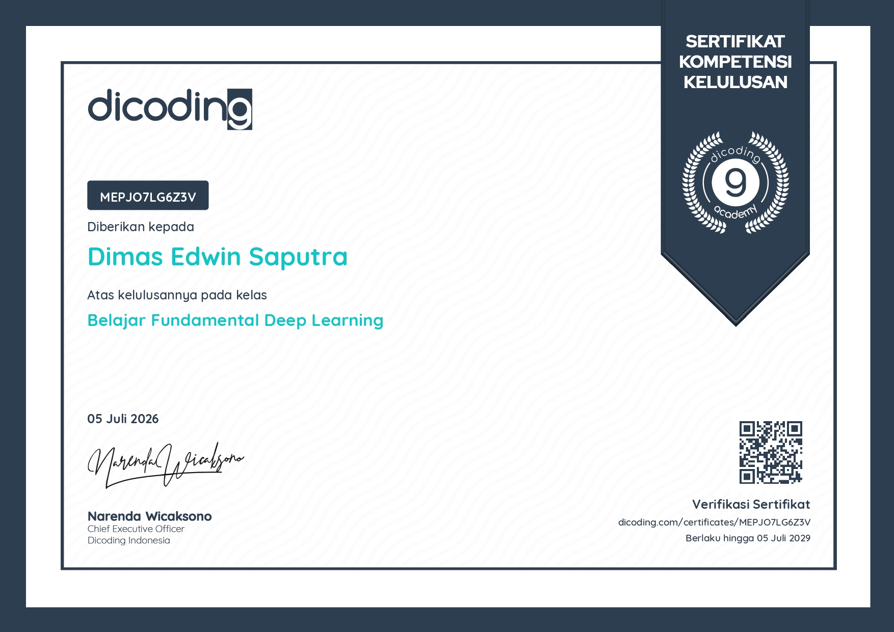 Belajar Fundamental Deep Learning